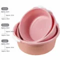 Set of 3 Nordic pink plastic washbasins, thickened large, medium and small basins for home. - 3-Piece Nordic Pink Set (More Cost-Effective as a Set)
