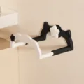 Black wall-mounted washbasin holder with cute cat ear and cloud design, storage rack. - 1 Piece Pack (Strong Suction Cup Scalable) / Black