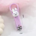 Tagliaunghie pieghevole con coniglietto carino in viola, tagliaunghie portatile per cura quotidiana. - Coniglietto viola con occhiali