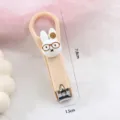 Süßer Cartoon Kaninchen Nagelknipser tragbares Reise Maniküre Werkzeug mit Ring Gr. 7.8cm - Brauner Hase mit Brille
