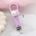 Niedlicher Cartoon Katze faltbarer Nagelknipser tragbarer Anti-Spritzer Nagelknipser Stile - Lila Griff - Kätzchen