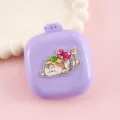 Brosse à cheveux pliante carrée portable avec miroir, joli peigne de voyage pour les filles. - Chat