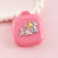 Brosse à cheveux carrée pliante rose avec un design de cochon mignon et miroir de poche portable. - Cochon