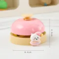 Pink desk call bell variant with cute cartoon bear figurine, metal counter service buzzer tool. - Pink Skirt Bear