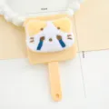 Cute cartoon cat handheld makeup mirror with plush cover and portable design for daily use. - Crying Kitten / Yellow