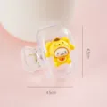 Transparent mini hair claw clip with cute yellow cartoon animal decoration 4.5cm. - Labubu Style