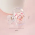 Transparent plastic mini hair claw clip with cute pink cartoon character, portable daily accessory. - Little Ti