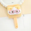 Cute cartoon cat handheld mirror and comb set portable mini makeup pocket mirror for daily use - Cat with Glasses / Yellow