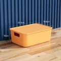 Mango Yellow Plastic Storage Box with Lid, Small Size Desk Organizer Container 5L Capacity - Small With Cover / Yellow