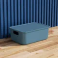 Serenity Blue Small Plastic Storage Box with Lid 5L Desk Organizer Bin Variant SKU - Small With Cover / Blue