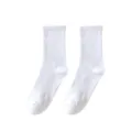 Plain white mid-tube men socks, breathable cotton material for daily sports and leisure wear. - Over-the-knee / White