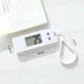Minimalist electronic timer for students with LCD screen and portable keychain attachment. - White