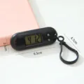 Black oval digital timer watch with keychain, portable mini electronic clock SKU. - Black