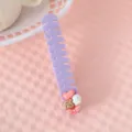 Macaron cute cartoon folding comb portable fishbone hair styling brush with sweet decorations. - Fishbone Style / Purple