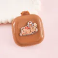 Brosse à cheveux coussin d'air carrée pliante portable avec miroir, design mignon, 7.9x7cm. - Ours en peluche