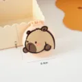 Compact portable cute cartoon capybara folding air cushion massage hair comb for travel use. - Round Mirror Comb Guinea Pig Pattern A / Milk Yellow