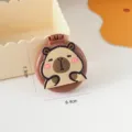 Cute Cartoon Capybara Folding Air Cushion Comb Portable Mini Massage Hair Brush Brown - Round Mirror Comb Guinea Pig Pattern B / Milk Coffee