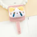 Leuke cartoon kat handmake-up spiegel met kam 2-in-1 draagbare roze cosmetische spiegel voor meisjes. - Huilend katje / Roze