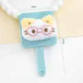 Schattige cartoon kat handmake-up spiegel met kam draagbare compacte stijl - Kat met Bril / Blauw