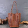 Borsa tote in pelle grande capacità retrò, elegante borsa a spalla da donna chic. - Marrone