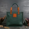 Genuine leather women top-layer cowhide retro green shoulder crossbody handbag variant. - Green