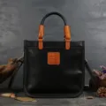 Genuine leather women handbag first layer cowhide retro shoulder crossbody square bag chic - Black