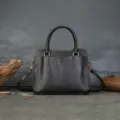 Genuine leather women handbag, stylish commuting crossbody tote bag for daily work and use. - Gray