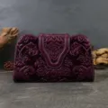 Vintage embossed leather evening clutch bag elegant purple party handbag for women - Purple