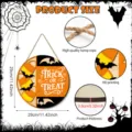 Ξύλινη κρεμαστή πινακίδα Halloween στρογγυλή διακόσμηση τοίχου με νυχτερίδα και σχοινί - 29*29*0,8 εκ. * 1 φύλλο / Y26Y90435_Q
