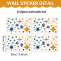 Bohemische Retro Stern Wandaufkleber 4 Bogen 108Stk Set selbstklebende PVC Wanddeko fur Zimmer - 20*30cm*4 Blätter