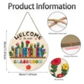 Houten welkomsthangbord voor klaslokaal met boeken en bloemen, diameter van 30 cm. - 30x30x0.5cm / M26Y90509_Q