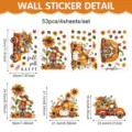 Set di adesivi per finestre autunnali con girasoli, spaventapasseri e zucche. Dettaglio. - Stile Girasole Zucca / 20*30cm*4 Fogli