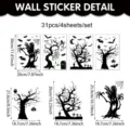Halloween pegatinas de pared set murcielago arbol silueta decoracion de ventana - 4 Hojas