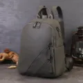 Grey leather backpack for women, stylish travel daypack and casual commuting shoulder bag. - Gray