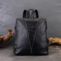 Γυναικείο μαύρο δερμάτινο σακίδιο πλάτης casual μεγάλη χωρητικότητα μόδα τσάντα σχολείου - Ανθρακί