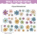 Set of 9 sheets daisy wall stickers, 43pcs pastel flower decals for room decor - Flower Set 1 / 9 Sheets