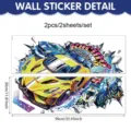 3D Unterwasser Rennauto Wandaufkleber, PVC selbstklebende Wandtattoos für Schlafzimmer. - 90*30cm*2 Blätter