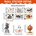 Halloween raamstickers statische stickers set, witte geesten, pompoenen, vleermuizen, 86 stuks. - Pompoen Vleermuis Kat Grafsteen (UV26Y80662S_T) / 6 stuks
