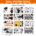 Adhesivos de ventana de Halloween pegatinas de pared PVC fiesta decoracion 12 hojas 190pz - 12 hojas