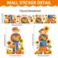 Thanksgiving scarecrow sunflower wall sticker autumn window glass PVC decorative set - 90*30cm*2 Sheets / Multicolor Style (UV26Y80708S_R)