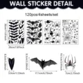 Detalle de dimensiones de calcomania de pared de Halloween con medidas de hojas. - 4 Hojas