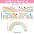 Bohemian rainbow wall sticker detail diagram showing size, 8pcs 4sheets set design. - 8 Pieces/4 Sheets Per Set / Watercolor Multi-Color Gradient Rainbow Style (UV26Y80467)