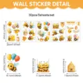Cute cartoon bee static wall sticker set featuring 30 pieces across 5 sheets with dimensions. - Pack of 5 / Bee And Floral Style (UV26Y80442S_T)