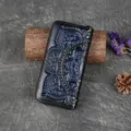 Vintage Genuine Leather Long Wallet Embossed Zip Clutch Purse Ethnic Style Blue Card Holder Bag - Blue