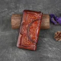 Genuine leather retro embossed zipper long wallet vintage style clutch purse style. - Brown