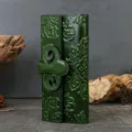 Green genuine leather long wallet for women with retro embossed floral pattern and card slots. - Green