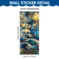 Summer ocean scenery static window sticker stained glass style beach wave glass decor 100x44cm - Ocean Waves Sun Style (UV26Y80489S_R) / 1 Piece/Pack