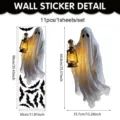 Halloween Laterne Geist Wandaufkleber Set, 11Stk PVC gruselige Fledermaus Fensteraufkleber. - 90x30cm (1 Blatt/Packung) / Laternengeist-Stil (UV26Y80540T_R) / Statischer Aufkleber