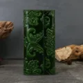 Premium genuine leather embossed long trifold wallet for women with large capacity. - Green