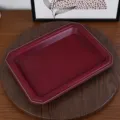 Plateau de rangement en cuir vintage, vide-poches en cuir de vache avec coutures blanches. - L Violet